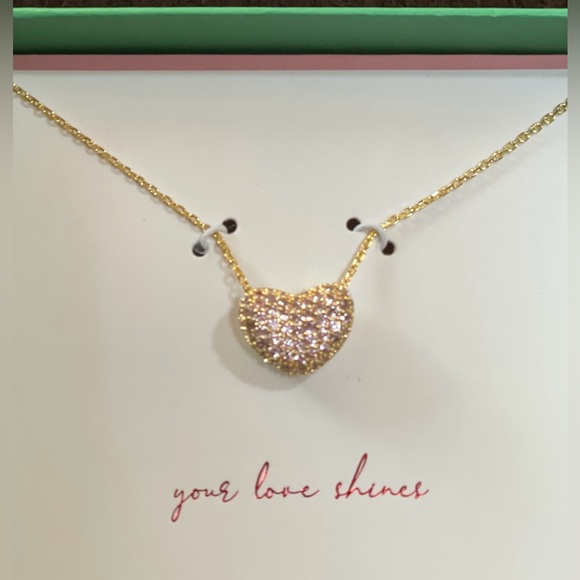 Heart Pendant Necklace - 14K Gold Dipped Cubic Zirconia - Gold & Pink- A New Day - Picture 5 of 16